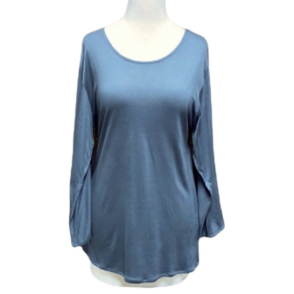 Steven Edwards Gray Tulip Sleeve Crew Neck Top